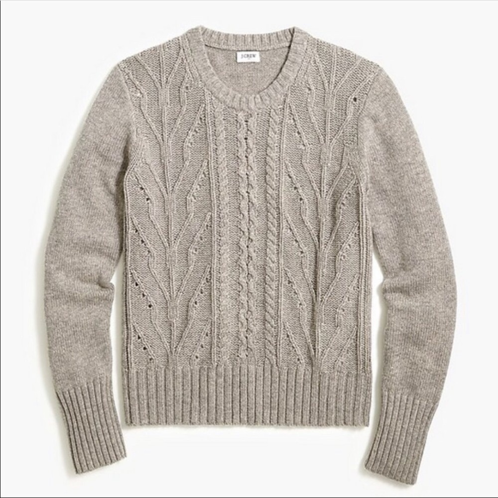 🛍️ J. Crew Cable Knit Lambswool Blend Sweater